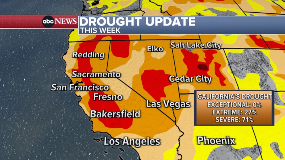 PHOTO: A map shows the drought on the West Coast.