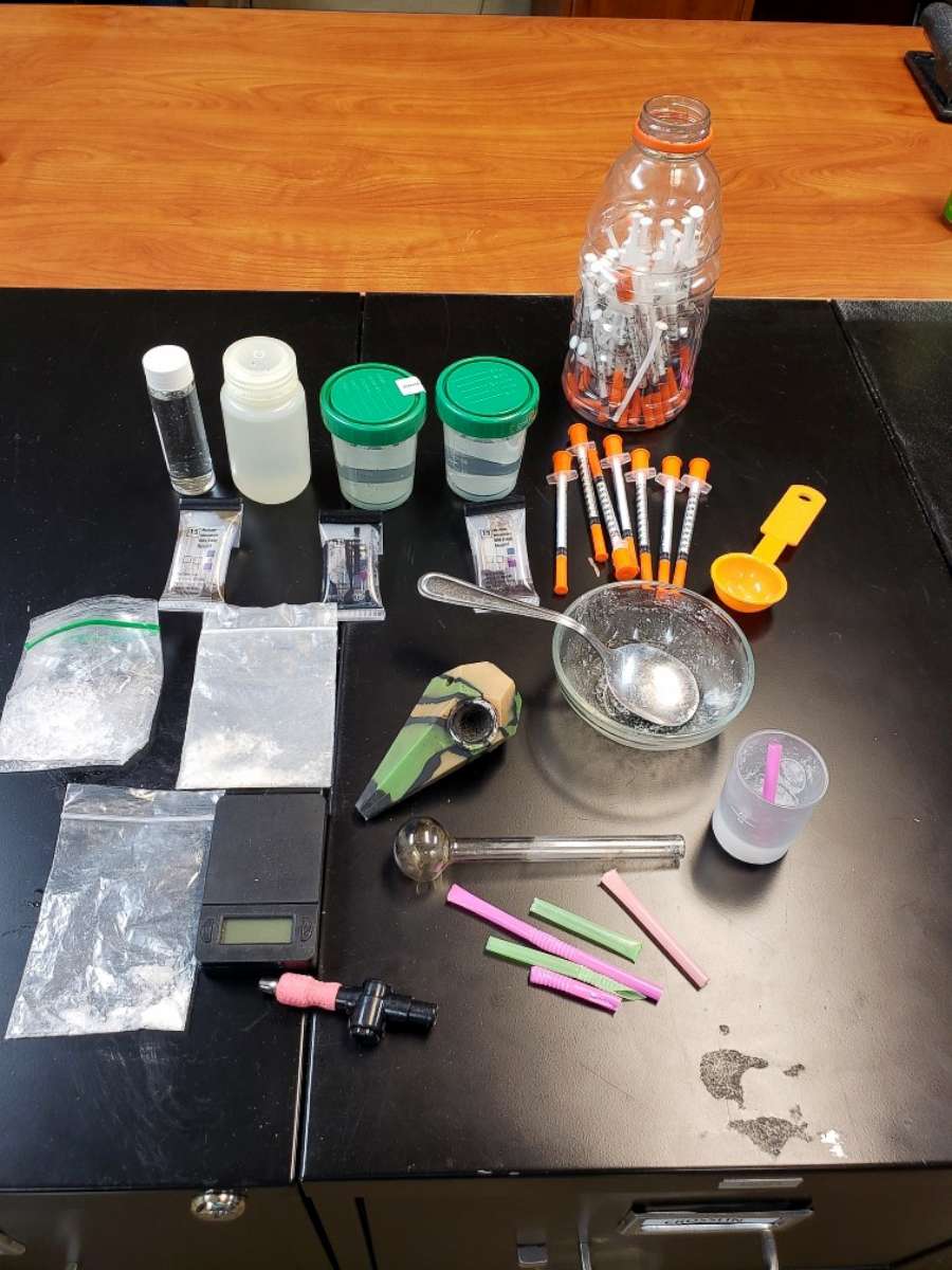 PHOTO: Various drugs and drug paraphernalia are seen in this undated photo posted to the Loretto Police Department Facebook.