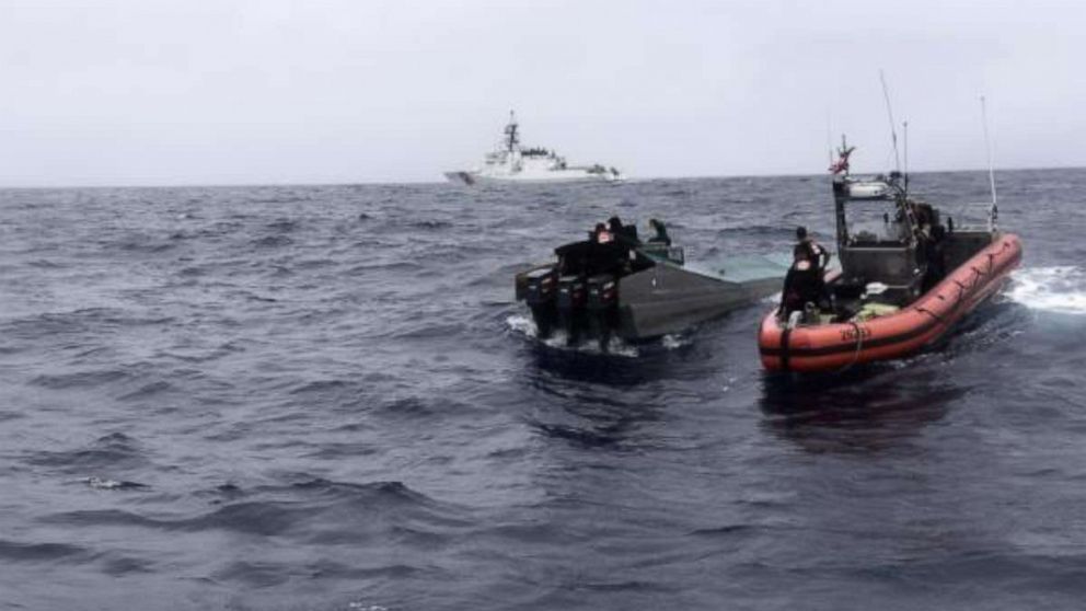 PHOTO: Coast Guard Cutter Bertholf (WMSL 750) boarding teams interdict a low-profile go-fast vessel while patrolling international waters of the Eastern Pacific Ocean, seizing more than 3,100 pounds of suspected cocaine, Nov. 4, 2019.