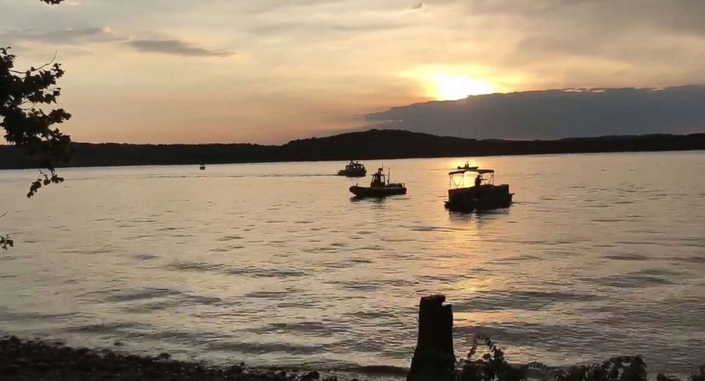   PHOTO: A screenshot of dials distributed by the South Stone County Fire Protection District shows the agencies that responded after an amphibious trawler capsized on Table Rock Lake in Branson, Michigan. 19 July 2018. 