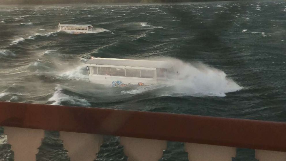 The tourist attraction was operating during a storm on a lake near Branson, Missouri.