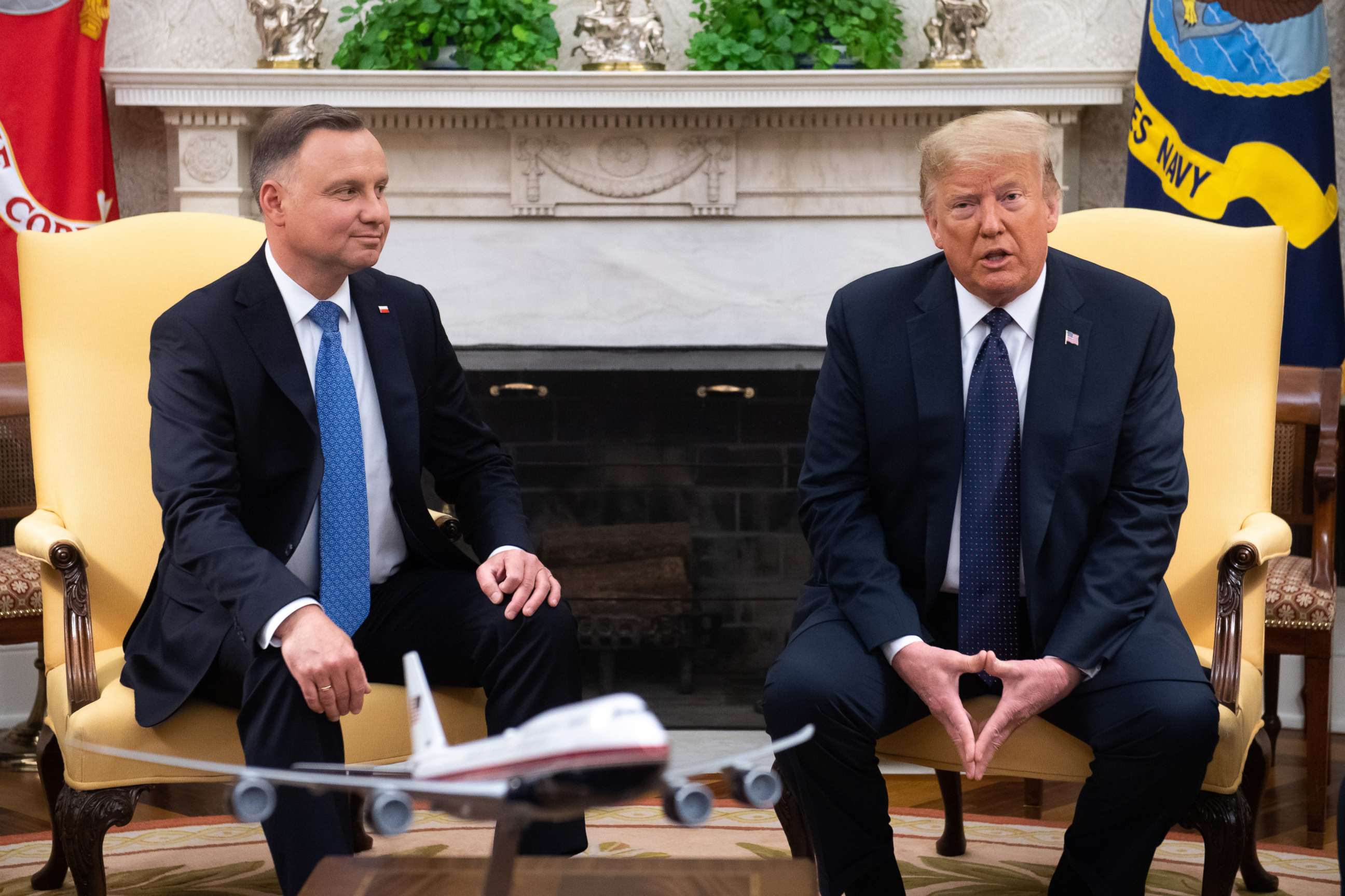 PHOTO: President Donald Trump and Polish President Andrzej Duda hold a meeting in the Oval Office of the White House in Washington, June 24, 2020.