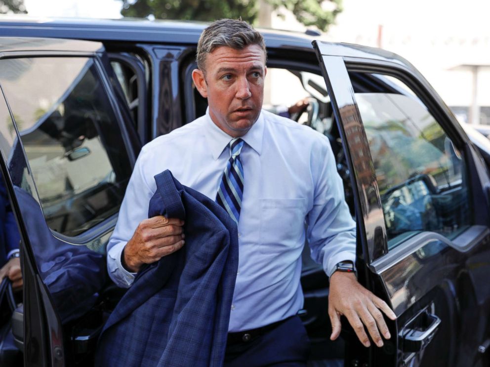 PHOTO: Rep. Duncan Hunter arrives for his arraignment at federal court in San Diego, Calif., Aug. 23, 2018.