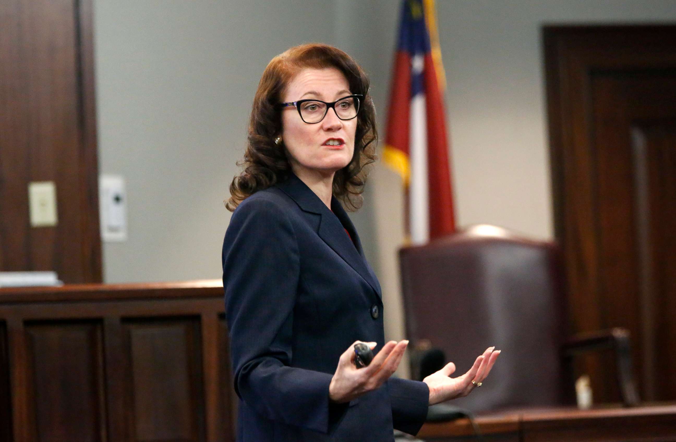 PHOTO: Prosecutor Linda Dunikoski makes her final rebuttal before the jury begins deliberations in the trial of William "Roddie" Bryan, Travis McMichael and Gregory McMichael, charged with the death of Ahmaud Arbery, Nov. 23, 2021 in Brunswick, Ga.