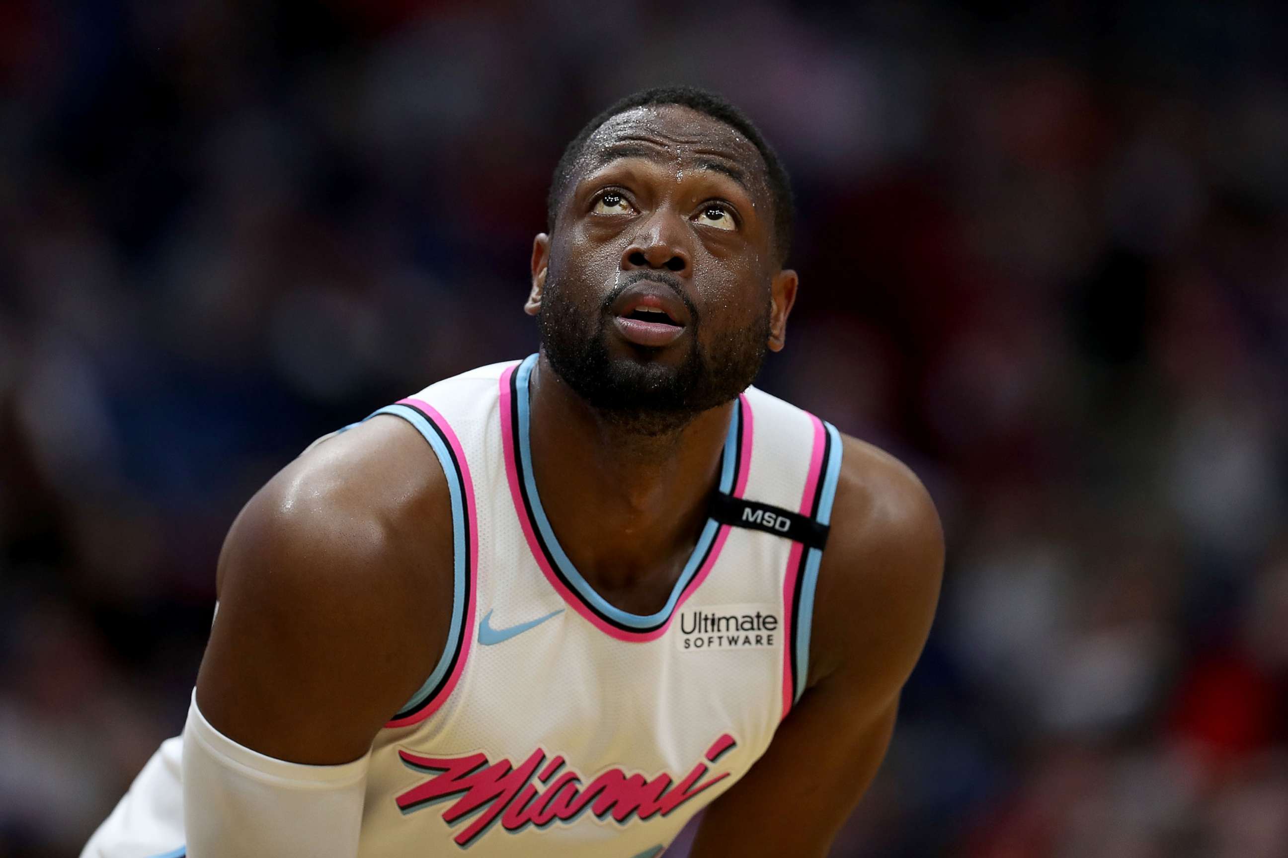 PHOTO: Dwyane Wade of the Miami Heat during a game against the New Orleans Pelicans at the Smoothie King Center, Feb. 23, 2018, in New Orleans.
