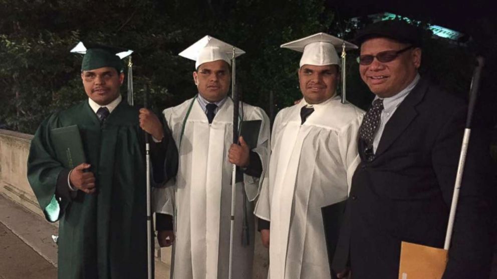 PHOTO: Ollie Cantos, far right, takes a picture with his sons Nick, Leo and Steven Cantos at their high school graduation. Ollie Cantos said that life with the triplets is "incredible."