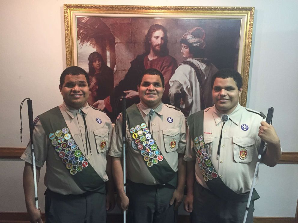 PHOTO: Nick, Leo and Steven Cantos of Alexandria, Virginia, each had to complete a project to advance to the rank of Eagle Scout.