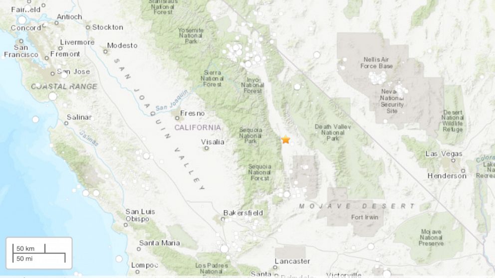 PHOTO: A 5.8 magnitude earthquake was measured 17km from Lone Pine, Calif.