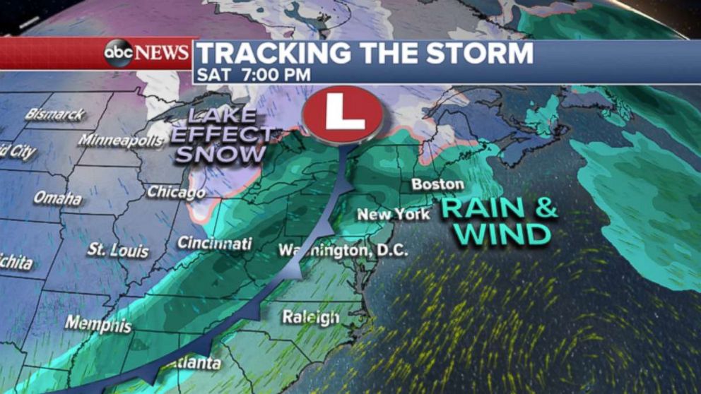 GRAPHIC: Storm affects Great Lakes to East Coast this weekend.