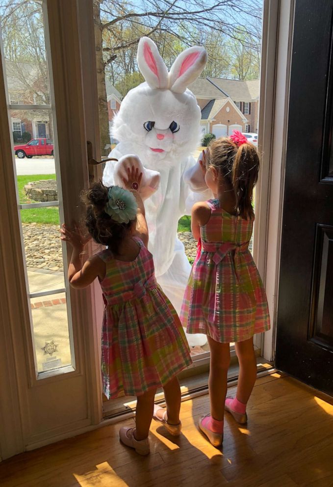 PHOTO: Internal Medicine Doctor Adam D. Scher, MD, who's working on the frontlines of the coronavirus pandemic, dresses as an Easter Bunny to spread cheer to his neighbors in Greenville, S.C., on March 27, 2020.