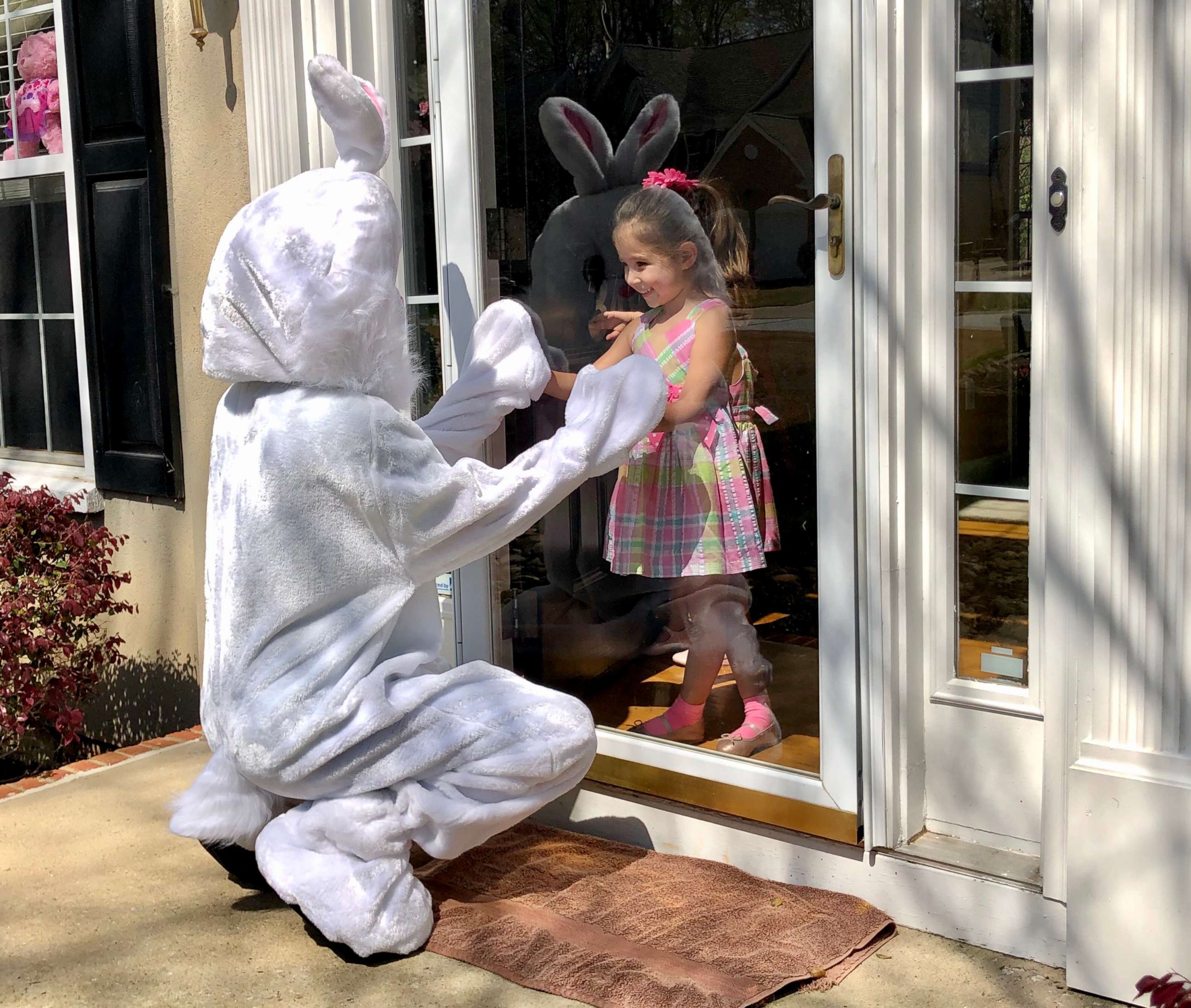PHOTO: Internal Medicine Doctor Adam D. Scher, MD, who's working on the frontlines of the coronavirus pandemic, dresses as an Easter Bunny to spread cheer to his neighbors in Greenville, S.C., on March 27, 2020.