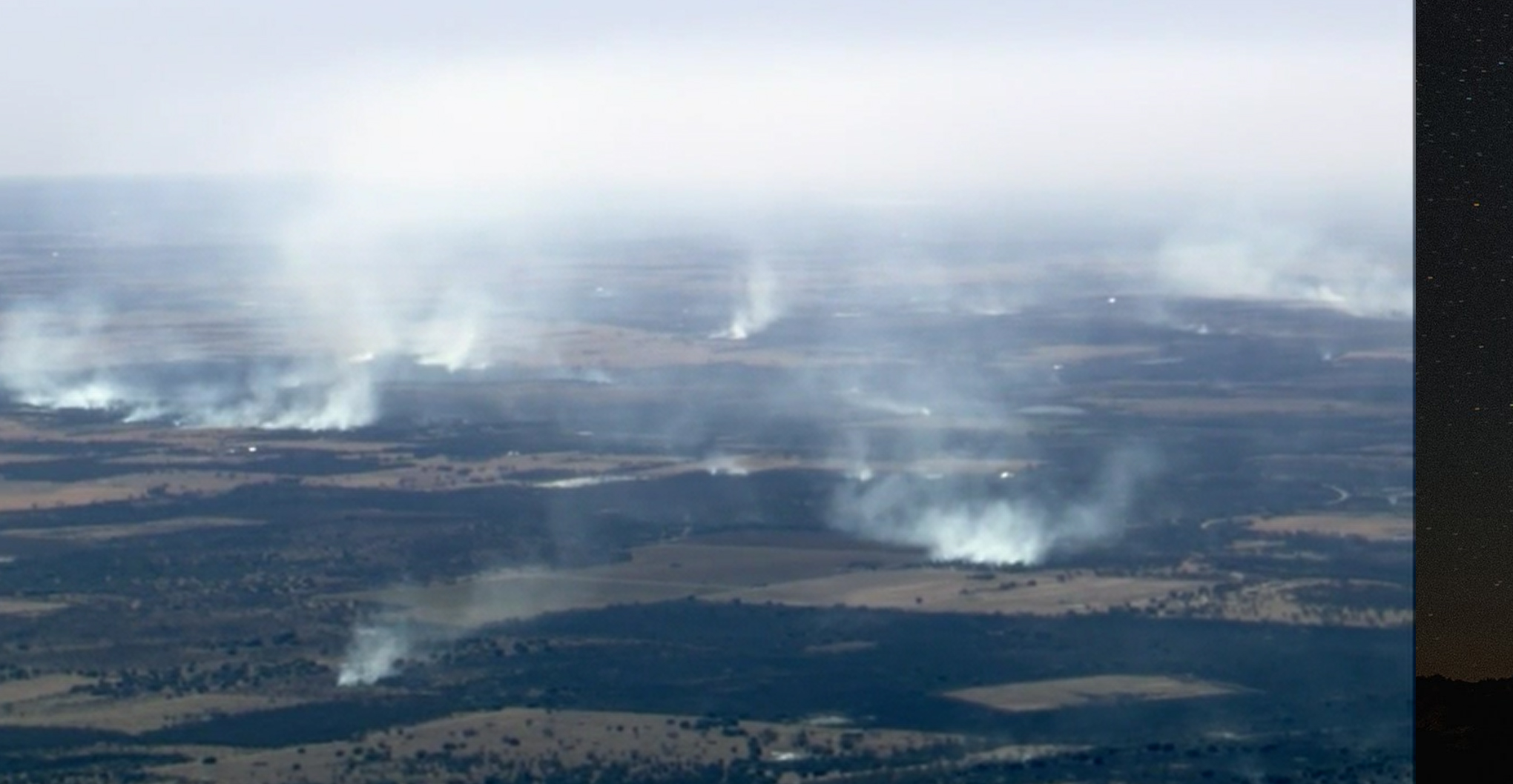 PHOTO: This screen grab from a video shows wildfires burning in Eastland County, Texas, on March 18, 2022.