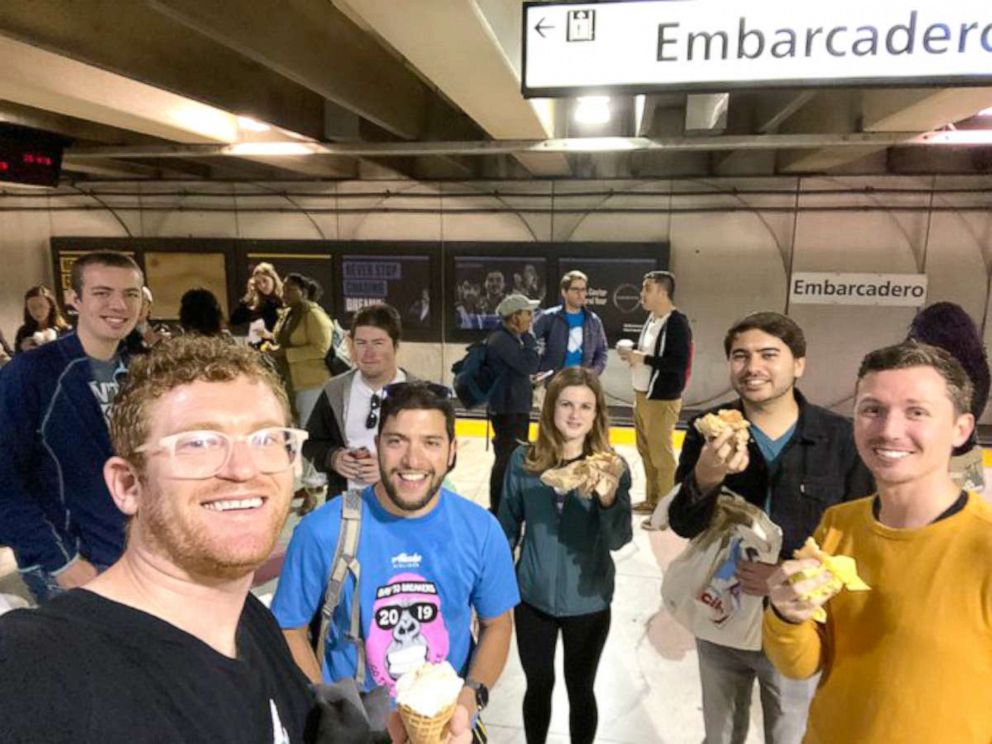PHOTO: An 'eat-in' protest was held in San Francisco after a man was detained for eating a sandwich on a BART train platform.
