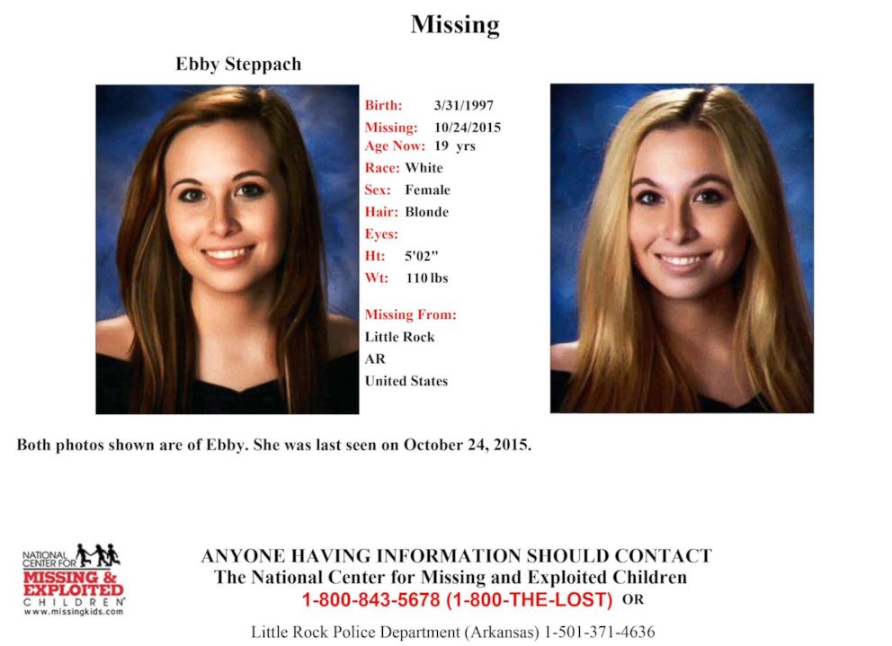 PHOTO: Missing poster for Ebby Steppach who went missing in Arkansas in 2015.