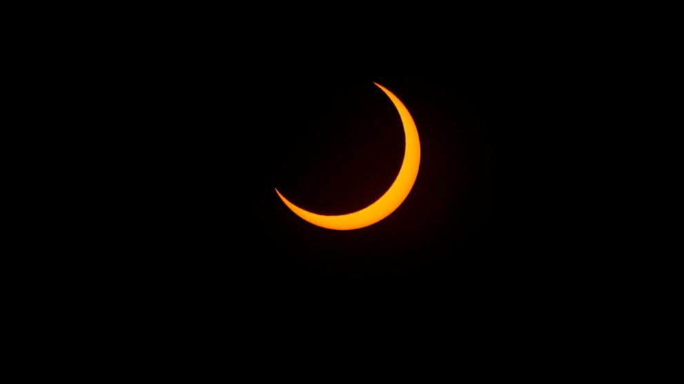 PHOTO: A partial solar eclipse is seen in San Salvador, El Salvador, Oct. 14, 2023. 