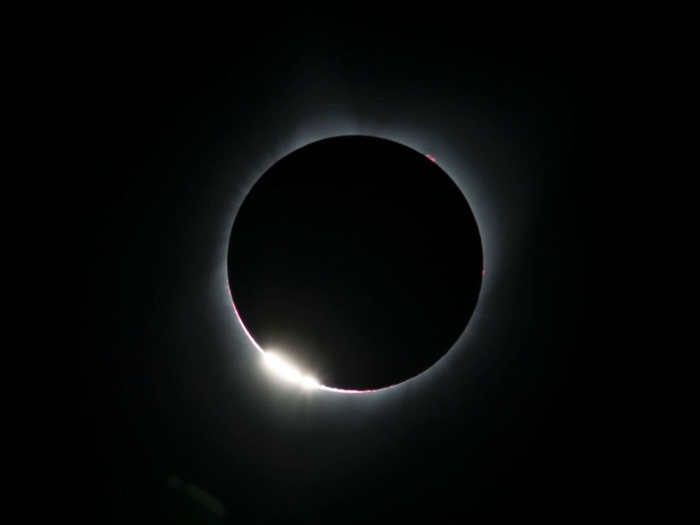 PHOTO: The "diamond ring effect" is seen during a total solar eclipse as seen from the Lowell Observatory Solar Eclipse Experience on August 21, 2017 in Madras, Oregon. 