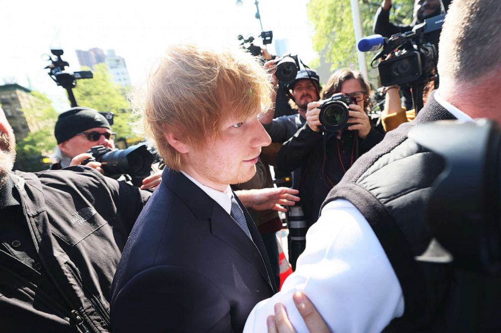 PHOTO: Ed Sheeran enters Manhattan Federal Courthouse on April 25, 2023 in New York.