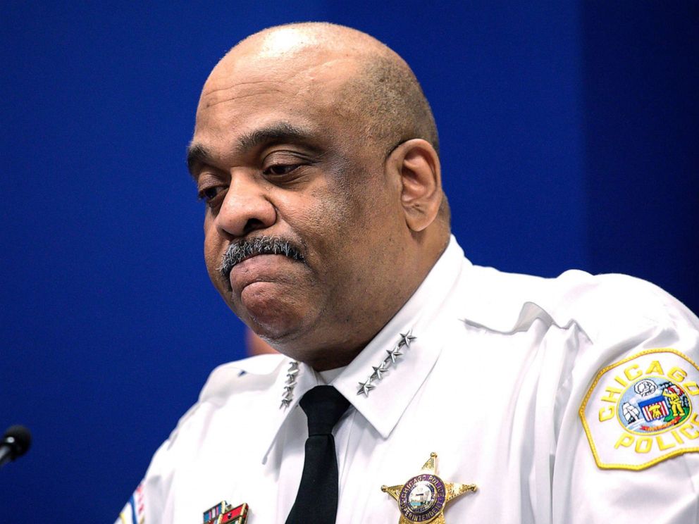 PHOTO: Chicago police Superintendent Eddie Johnson talks on June 26, 2019, at a news conference at police headquarters about the off-duty officer who was critically shot overnight.