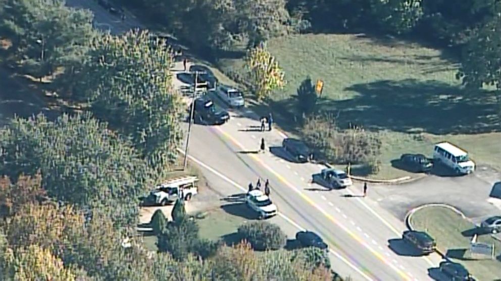 PHOTO: Crime scene from above the Edgewood, Maryland-business complex where Radeed Labeeb Prince, 37, at around 9 a.m. was alleged to be armed with a pistol and fired at Advanced Granite Solutions employees, killing three and "seriously" injuring two.