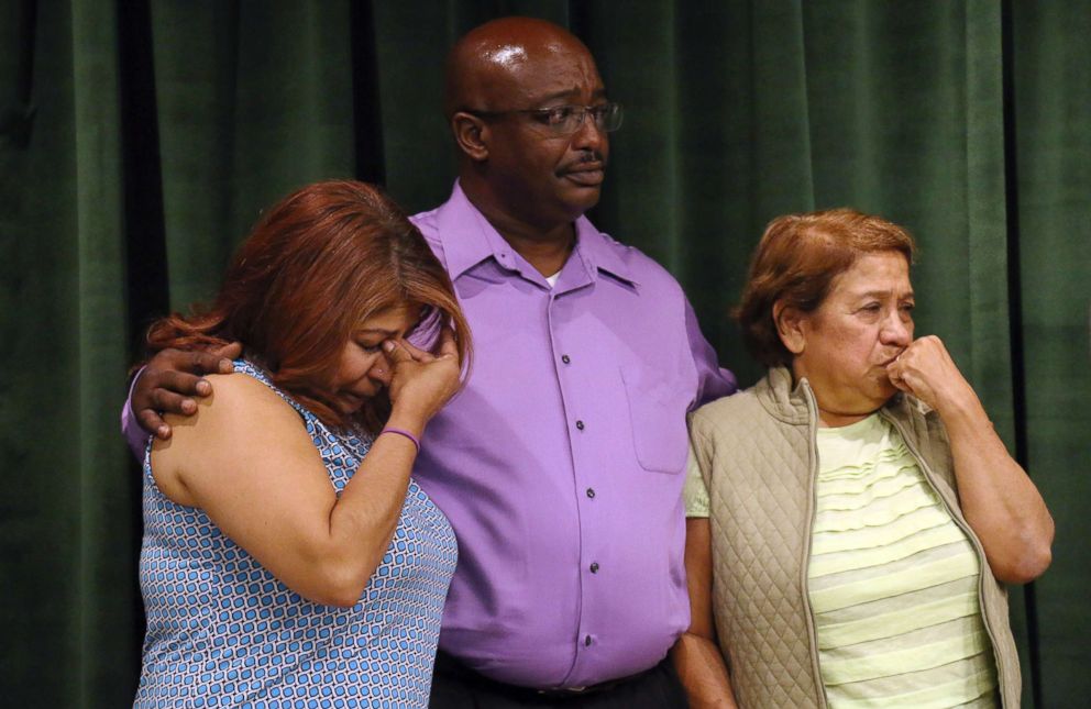PHOTO: Members of Edward Berber's family watch as sheriff's investigators release a sketch of a man of interest in the investigation of Berber's unsolved killing that occurred in 2005, during a news conference in Los Angeles, July 17, 2018.