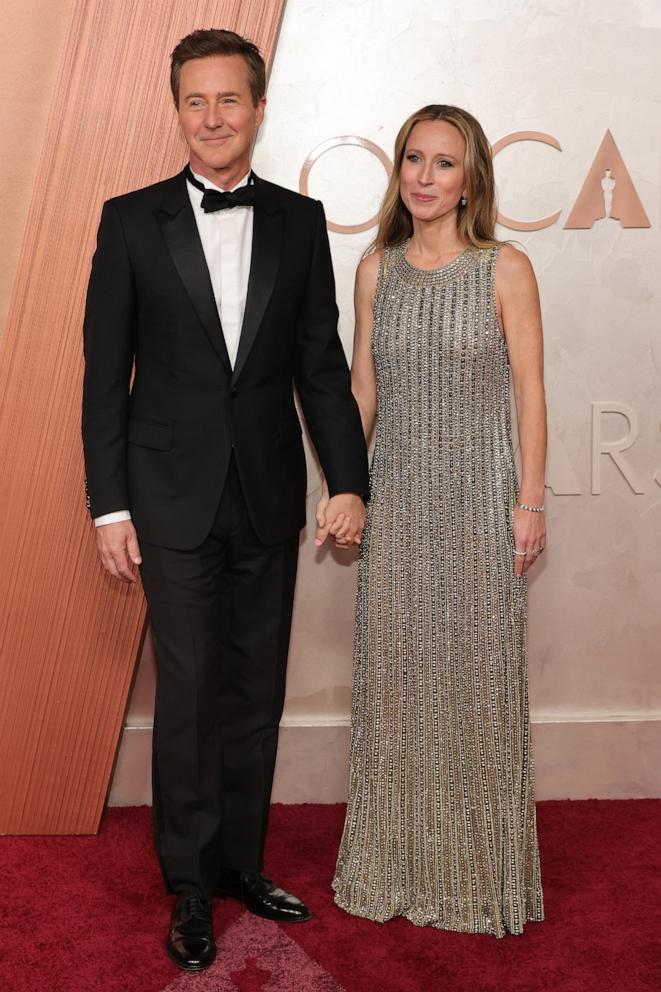 PHOTO: Edward Norton and Shauna Robertson attend the 97th Annual Oscars at Dolby Theatre, on March 2, 2025, in Hollywood, Calif.