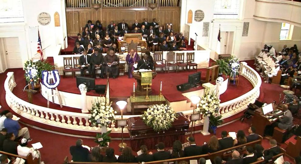 PHOTO: The funeral for Colts linebacker Edwin Jackson, 26, at Big Bethel A.M.E. Church in Atlanta, Feb. 12, 2018. 