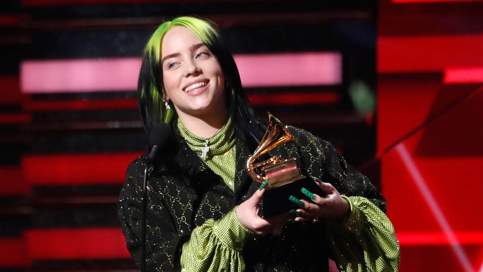 PHOTO: Billie Eilish accepts the award for best new artist at the 62nd Grammy Awards in Los Angeles, Jan. 26, 2020.