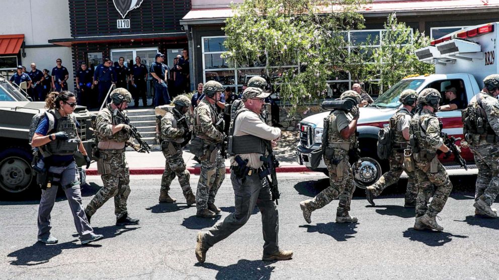 PHOTO: Law enforcement agencies respond to an active shooter at a Wal-Mart near Cielo Vista Mall in El Paso, Texas, Aug. 3, 2019.