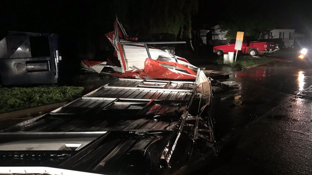 PHOTO: Severe damage was reported in El Reno, Okla., after a tornado hit a hotel and mobile home park on Saturday, May 25, 2019.