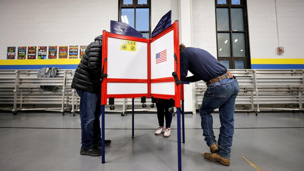 PHOTO: People vote in the 2024 U.S. presidential election on Election Day in Asheville, North Carolina, Nov. 5, 2024. 