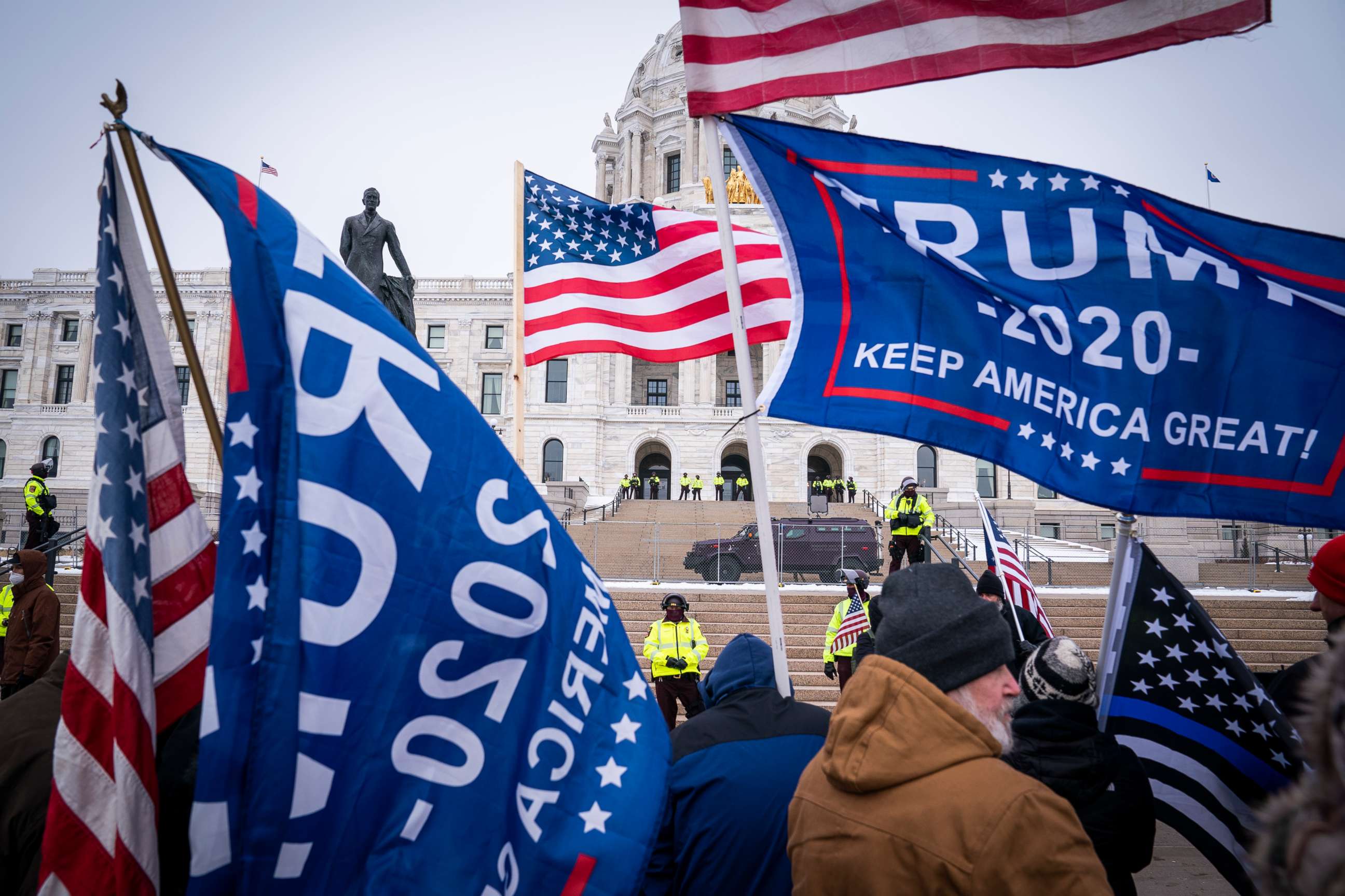 PHOTO: Supporters gather during a rally supporting President Trump at the Minnesota Capitol, Saturday, Jan. 9, 2021, in St. Paul, Minn.