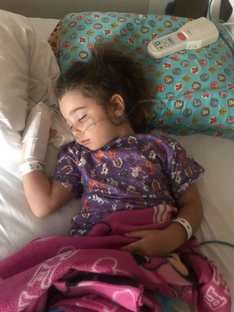 PHOTO: Eliana Grace, 4, receives treatment at a hospital in Sarasota, Florida, on April 19, 2018, days after inhaling water in her family's pool.