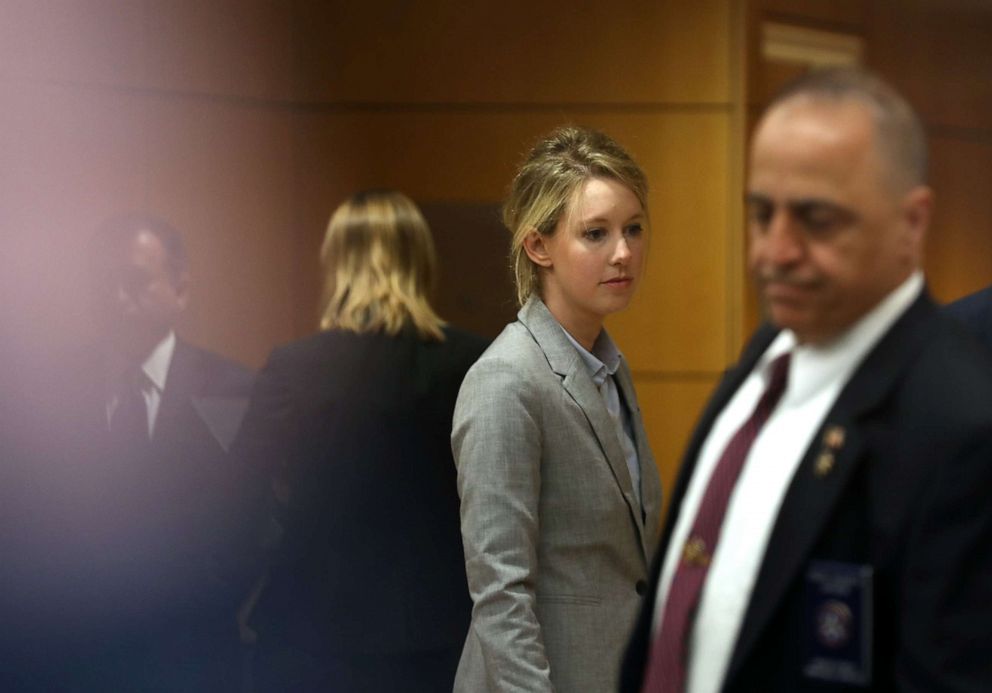 PHOTO: Former Theranos founder and CEO Elizabeth Holmes arrives at the Robert F. Peckham U.S. Federal Court, April 22, 2019, in San Jose, Calif.