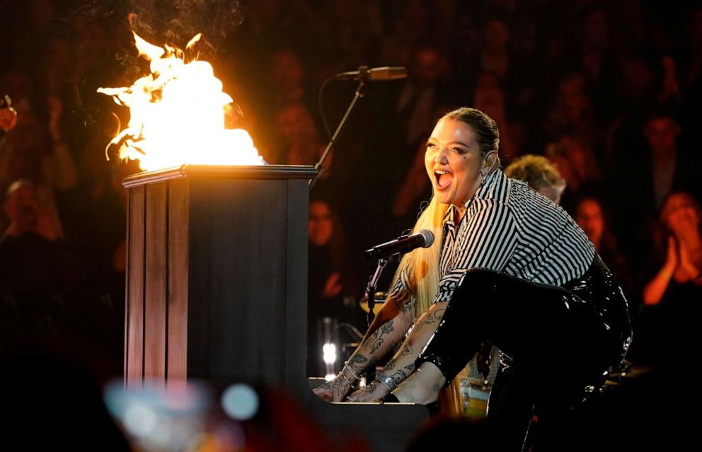 PHOTO: Elle King performs "Great Balls of Fire" during a tribute to the late Jerry Lee Lewis during the 56th Annual CMA Awards on Nov. 9, 2022, at the Bridgestone Arena in Nashville, Tenn. 