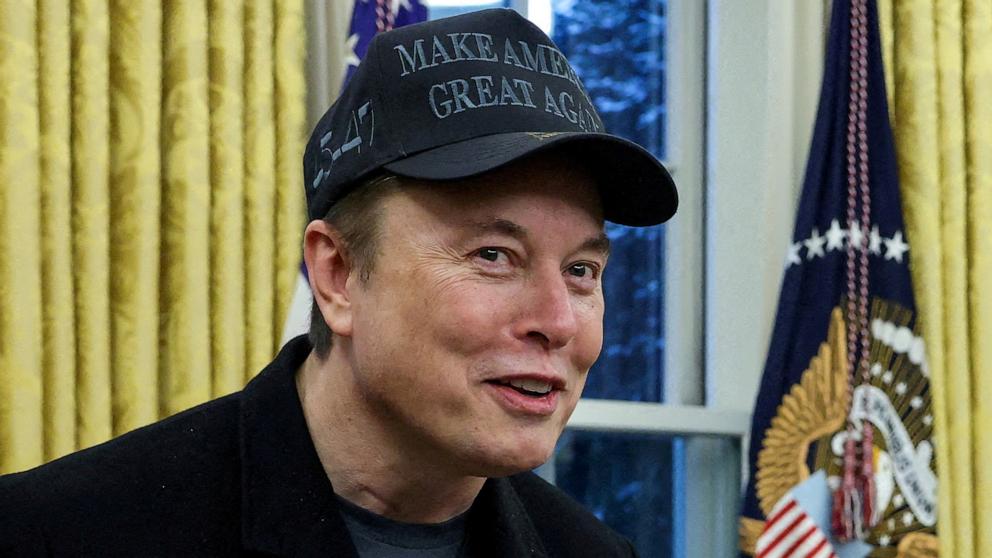 PHOTO: Elon Musk speaks in the Oval Office of the White House in Washington, Feb. 11, 2025.