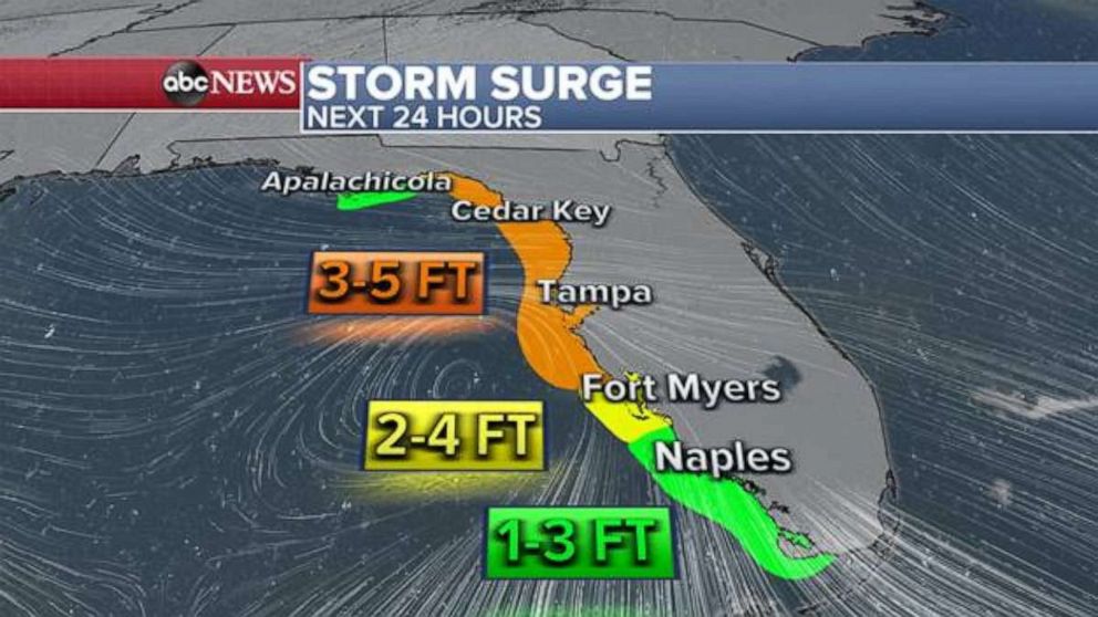 PHOTO: Storm surge could reach 3 to 5 feet along Florida’s Gulf Coast.