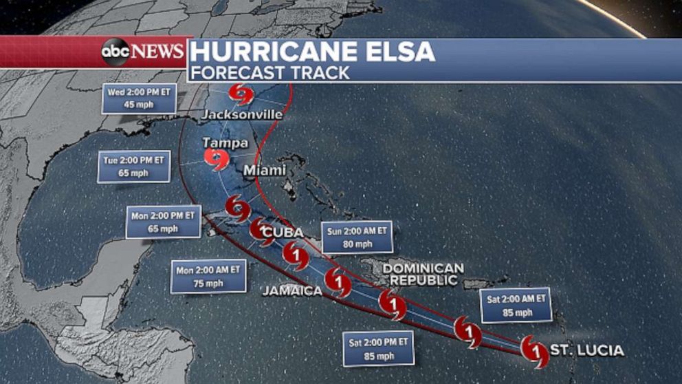 PHOTO: Elsa's latest track may avoid delivering the worst of its impact to Miami.