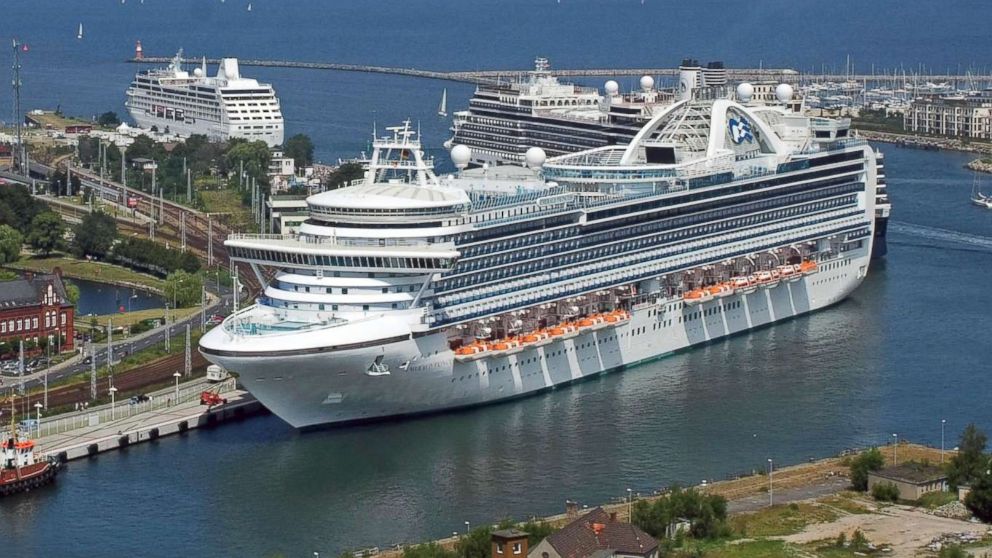 The cruise liner Emerald Princess is seen at the Cruise Terminal in Warnemuende, northern Germany, July 13, 2009.