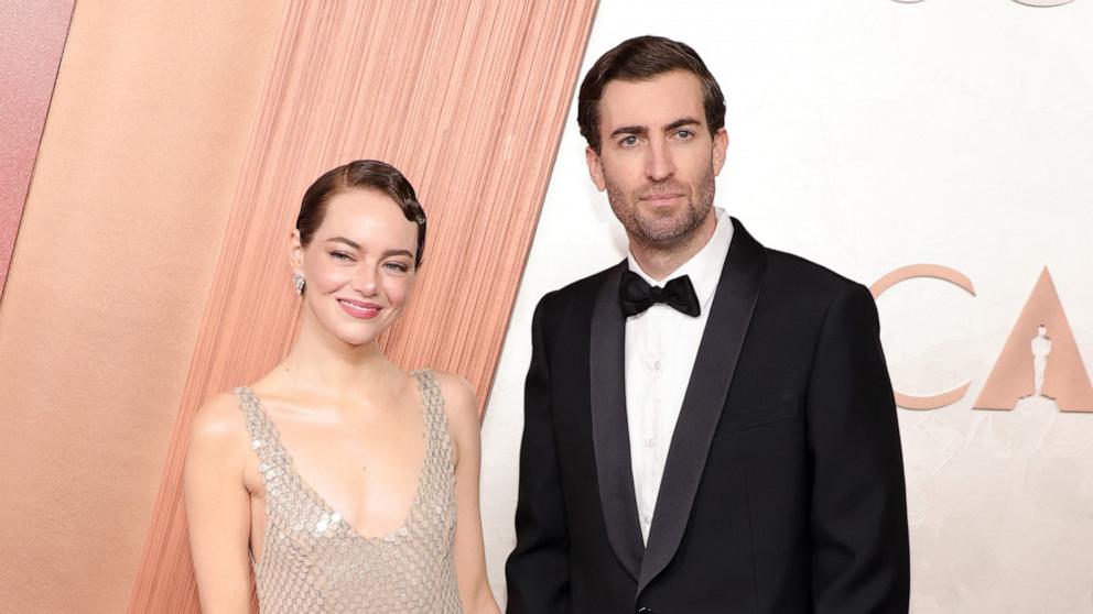 PHOTO: Emma Stone and Dave McCary attend the 97th Annual Oscars at Dolby Theatre, on March 2, 2025, in Hollywood, Calif.