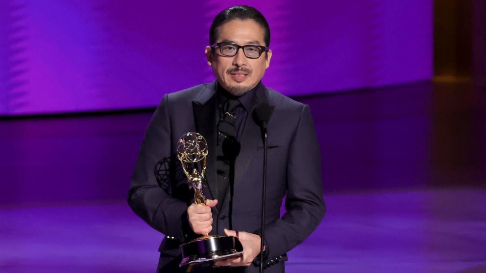 PHOTO: Hiroyuki Sanada accepts the Outstanding Lead Actor in a Drama Series award for "Shogun" during the 76th Emmy Awards on Sunday, Sept. 15, 2024, in Los Angeles.