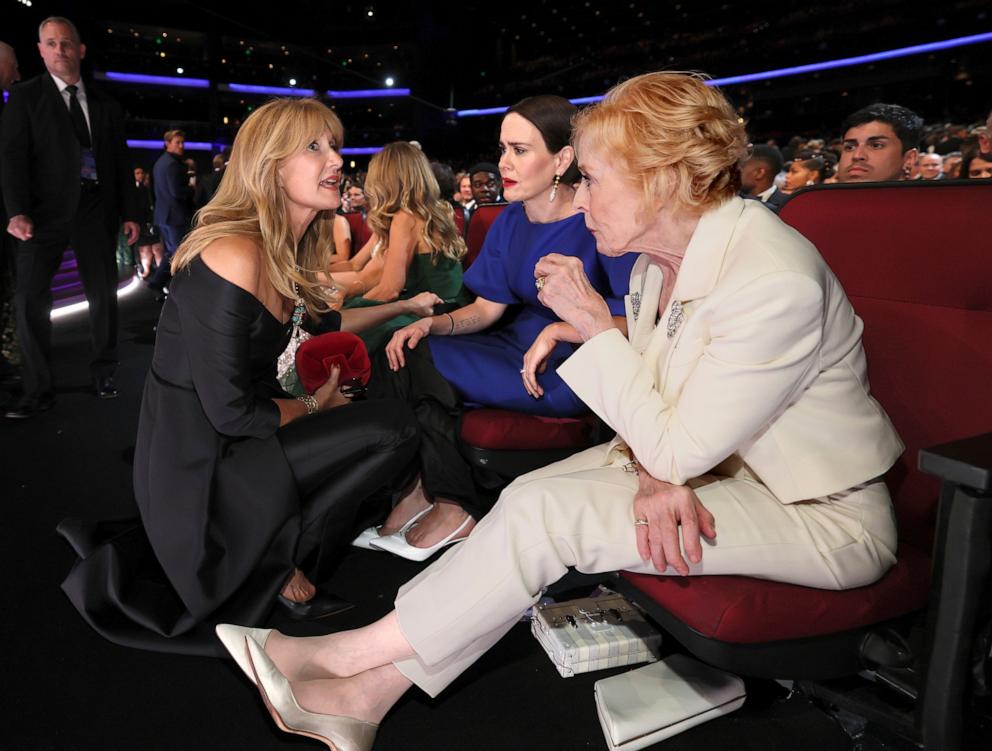 PHOTO: Laura Dern, Sarah Paulson and Holland Taylor at the 76th Emmy Awards, Sept. 15, 2024, in Los Angeles. 