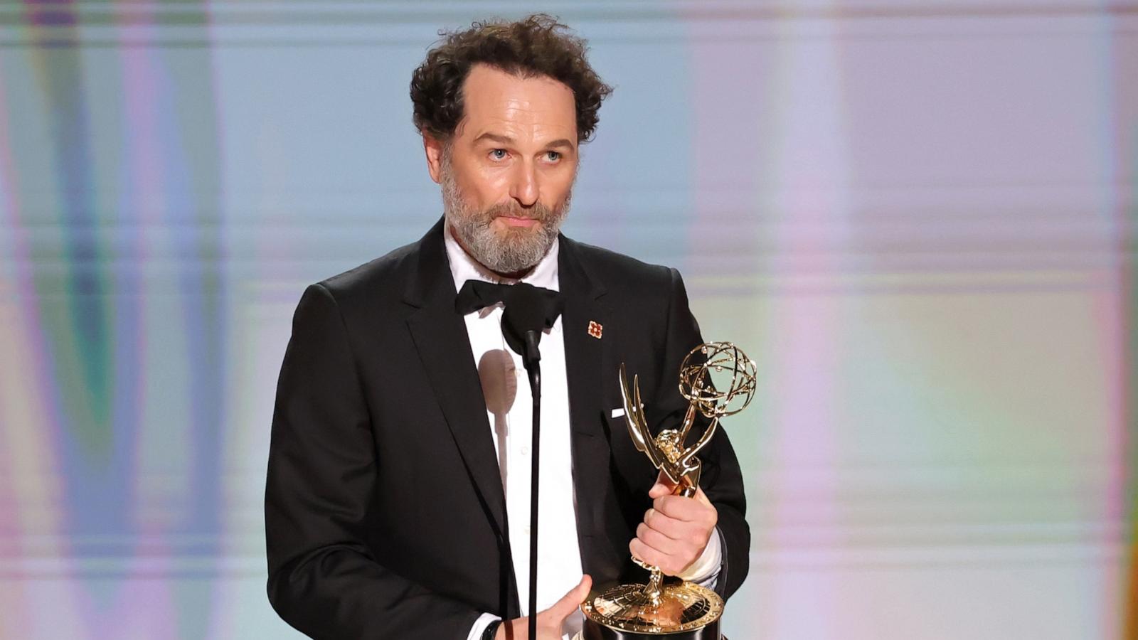 PHOTO: Matthew Rhys accepts the Outstanding Lead Actor in a Limited or Anthology Series or Movie Award for "The Beast In Me" onstage during the 78th Primetime Emmy Awards, September 14, 2026 in Los Angeles.