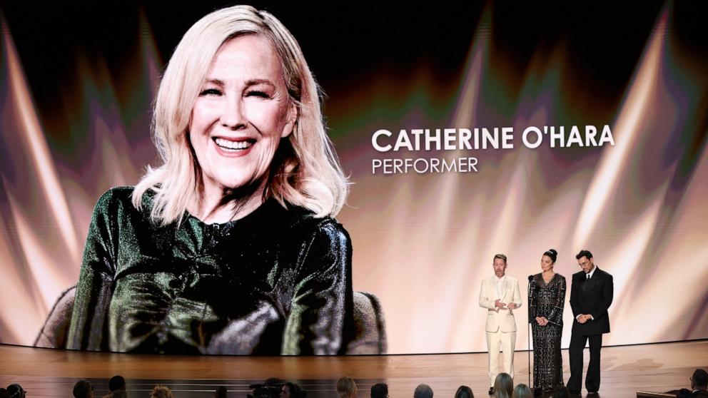 PHOTO: Macaulay Culkin speaks during a tribute to the late Catherine O Hara at the 78th Primetime Emmy Awards in Los Angeles, September 14, 2026. 