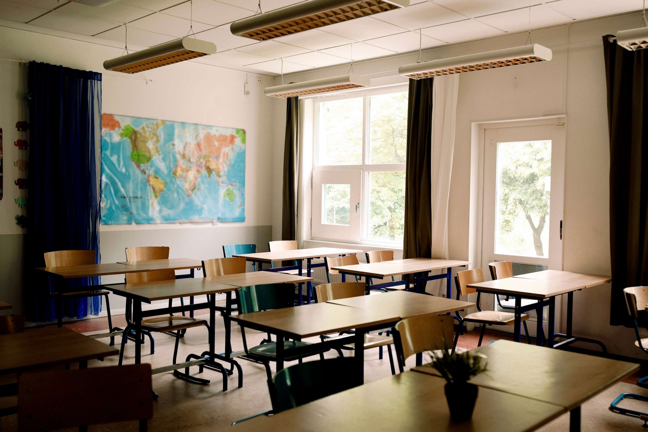 PHOTO: Empty classroom at a school.