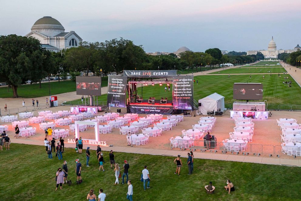 PHOTO: Live events advocates staged an "Empty Event" on the National Mall in Washington, D.C., on Aug. 5, 2020.