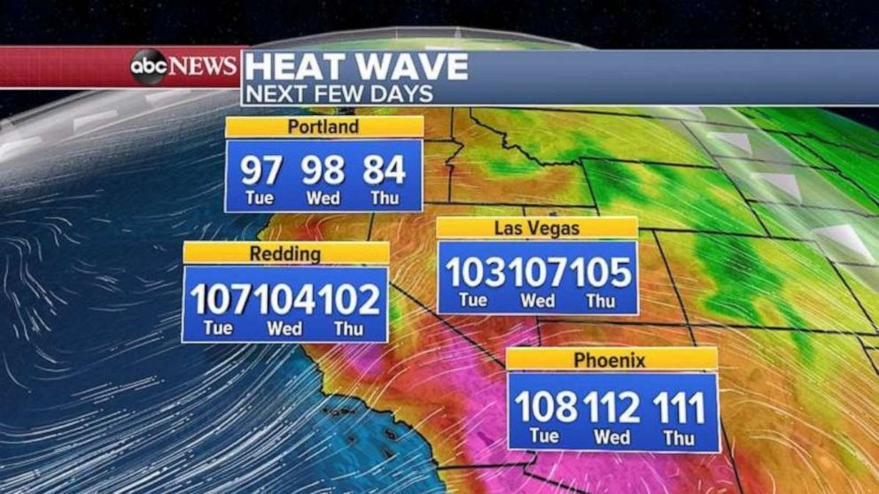 PHOTO: The hottest days of the week in the West will be Tuesday and Wednesday.