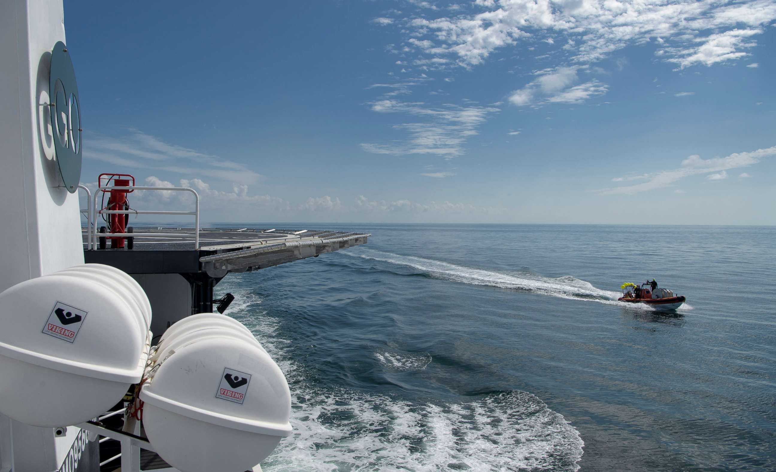 PHOTO: SpaceX support teams are deployed on fast boats from the SpaceX GO Navigator recovery ship ahead of the landing of the SpaceX Crew Dragon Endeavour spacecraft, Aug. 2, 2020, in the Gulf of Mexico off the coast of Pensacola, Fla. 