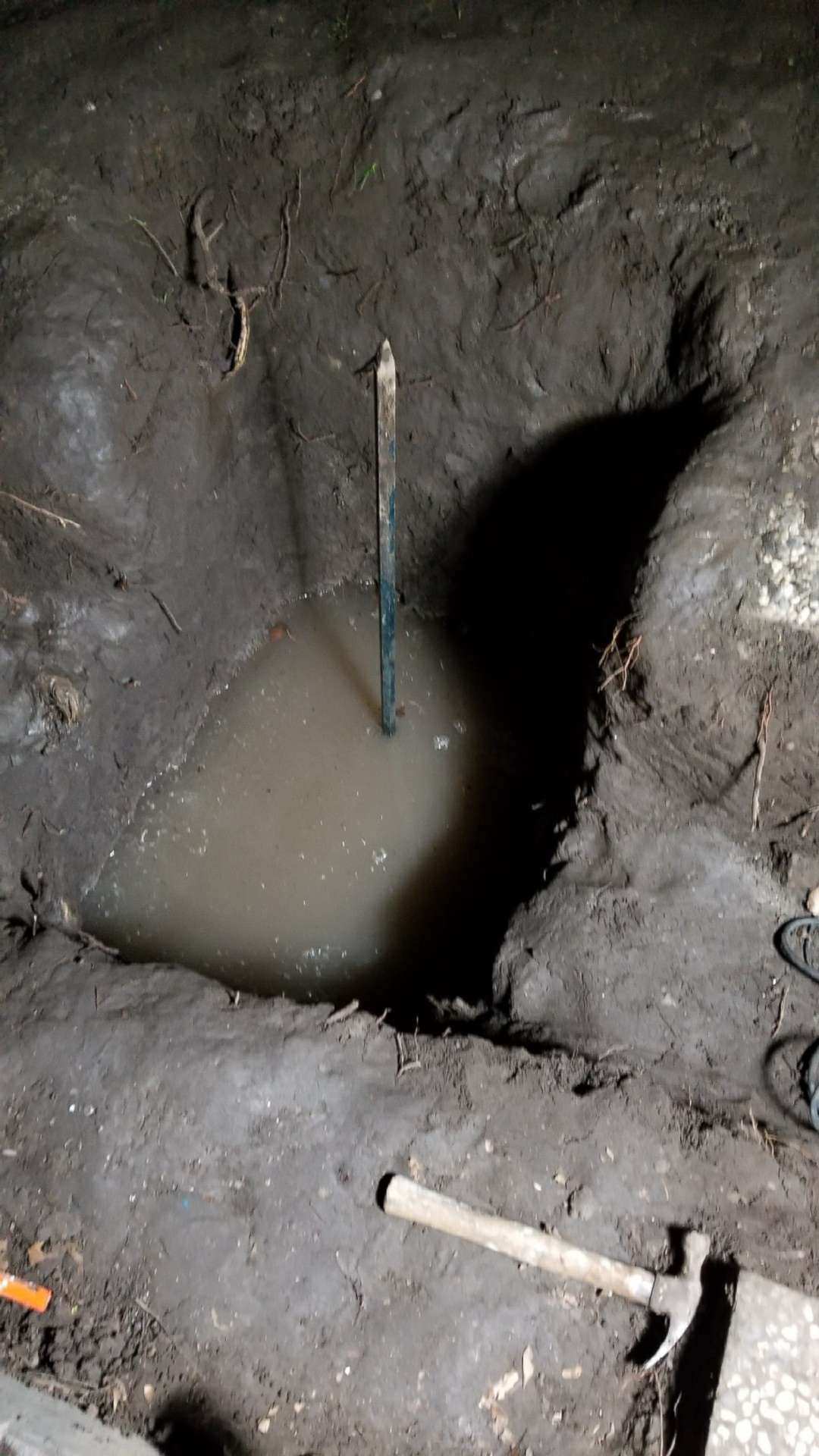 PHOTO: A roughly five foot hole that was dug by a group looking for a flushed engagement ring in Alamo, CA. 