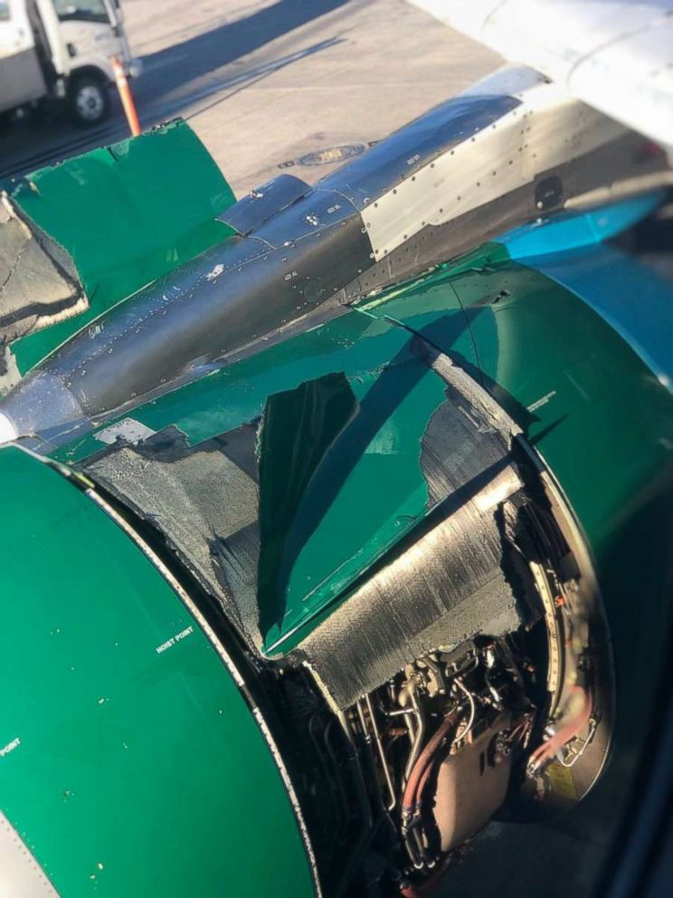 PHOTO: A Frontier Airlines plane bound for Tampa was forced to return to Las Vegas after the engine cover came off the aircraft during the flight, Nov. 30, 2018.