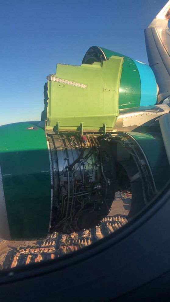 PHOTO: A Frontier Airlines plane bound for Tampa was forced to return to Las Vegas after the engine cover came off the aircraft during the flight, Nov. 30, 2018.